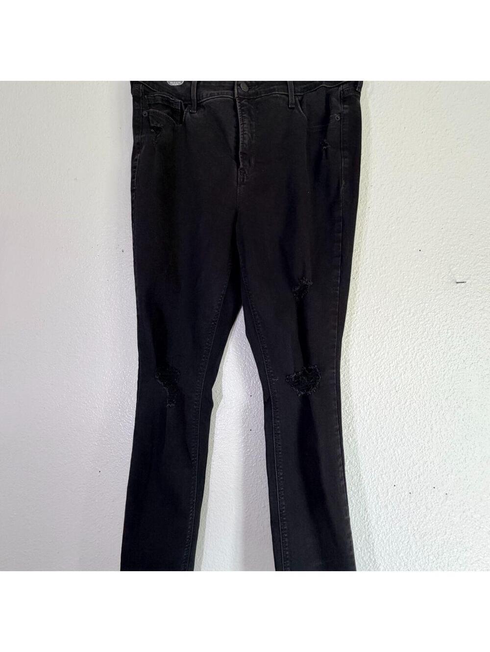 Old Navy Rockstar Super Skinny Jeans Black High Rise Distressed Womens Size 14